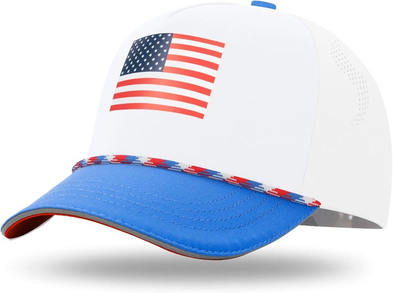 BROMZ Kids Youth American Flag Trucker Hat, Waterproof Quick Dry Snapback Hats, USA Baseball Cap for Boys Girls 5-15 Years - Image 1